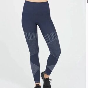 SPANX Navy Moto Leggings